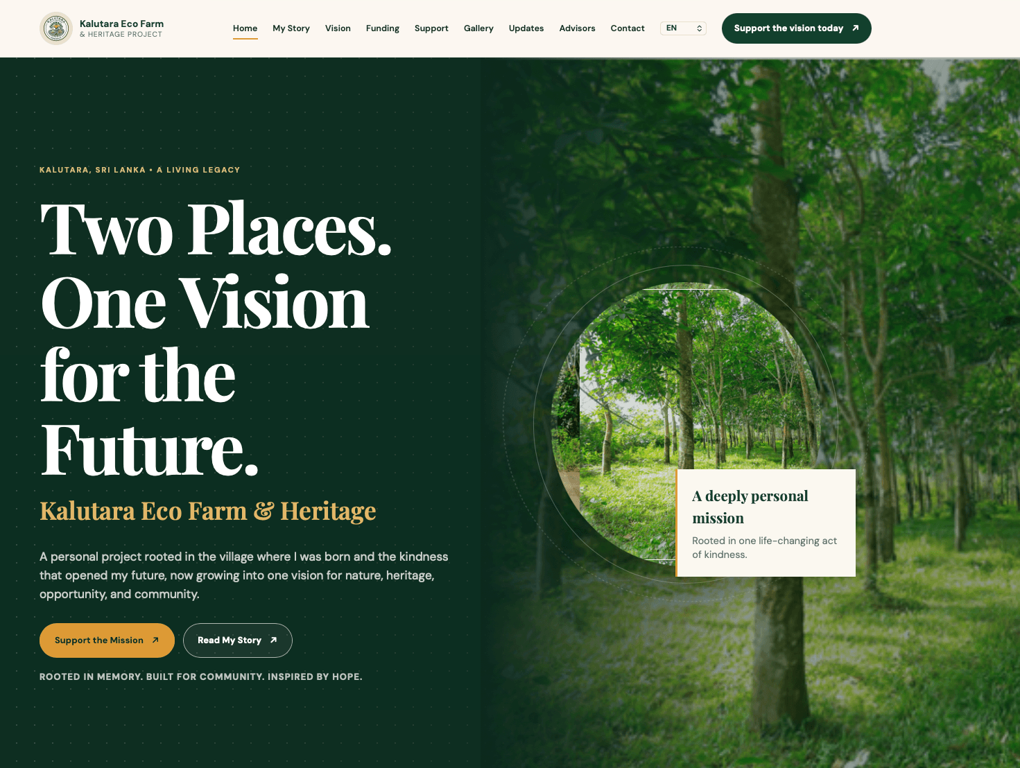 Page d’accueil du site Kalutara Eco Farm & Heritage